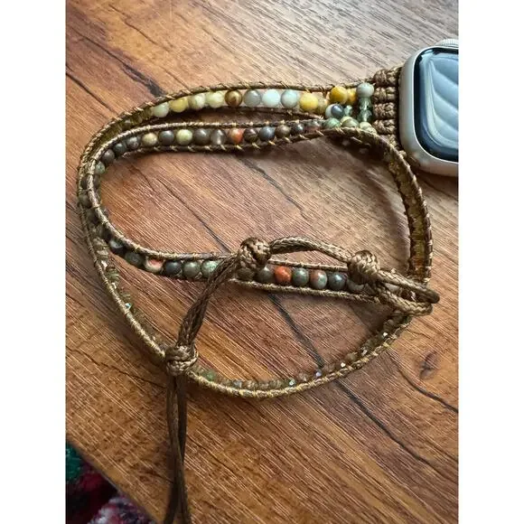 Beaded Apple Watch Bracelet Neutral Colors no watch - Picture 5 of 8